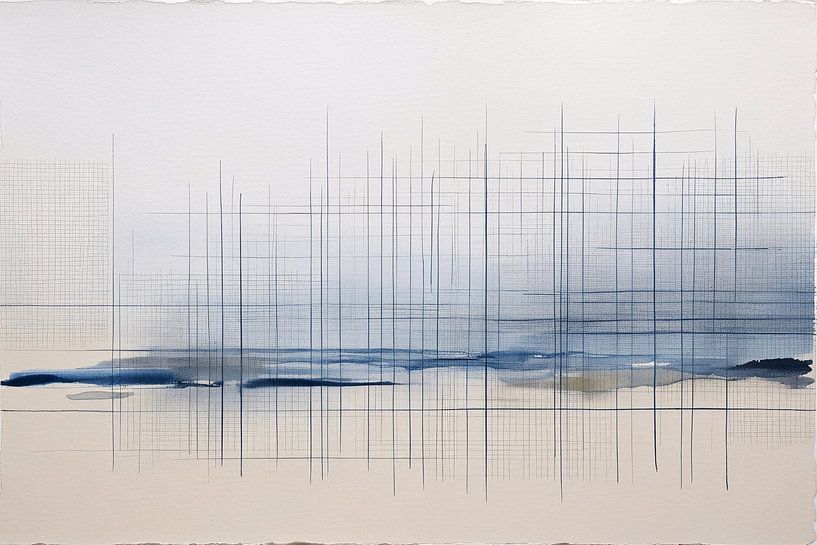 Serene watercolour with geometric lines by Art & Soul Creations