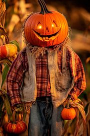 Grange avec tête de citrouille - ambiance automnale sur Poster Art Shop