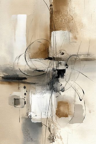Peinture abstraite - Beige et gris : Apaisante et moderne sur Joriali Art abstrait