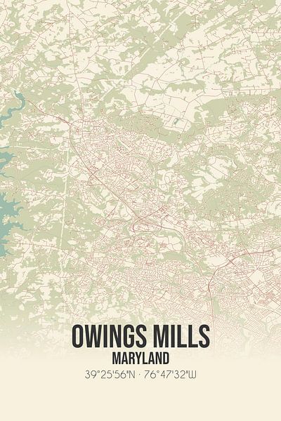 Vintage map of Owings Mills (Maryland), USA. by Prints of Place