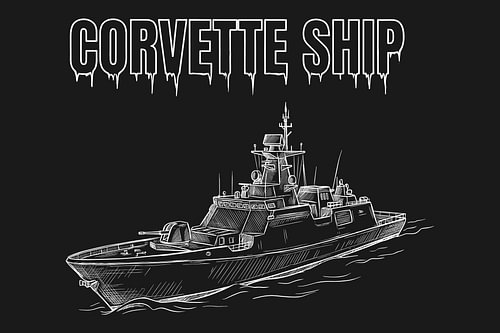 Minimalistisches Corvette-Poster im Strichzeichnungsstil