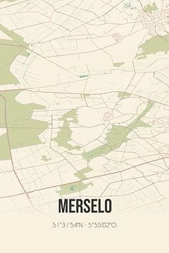 Vintage landkaart van Merselo (Limburg) van Rezona