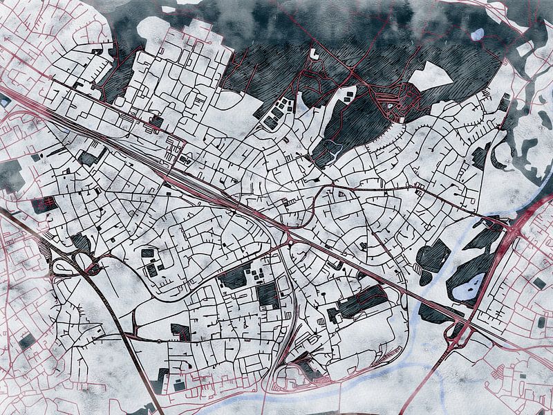 Map of Troisdorf with the style 'White Winter' by Maporia
