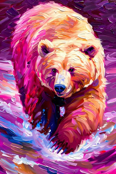 Colourful expressive painting of a bear by Art & Soul Creations