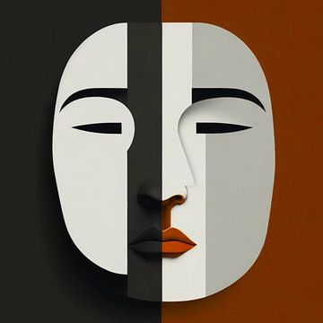 Dubbel masker in abstract - contrasterende kleuren van A.D. Digital ART