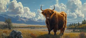 Scottish Highlander Cow | Scottish Highlander painting sur Blikvanger Schilderijen