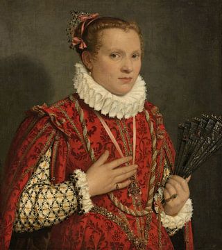 Portret van een jonge vrouw, Giovanni Battista Moroni (1560 - 1578)