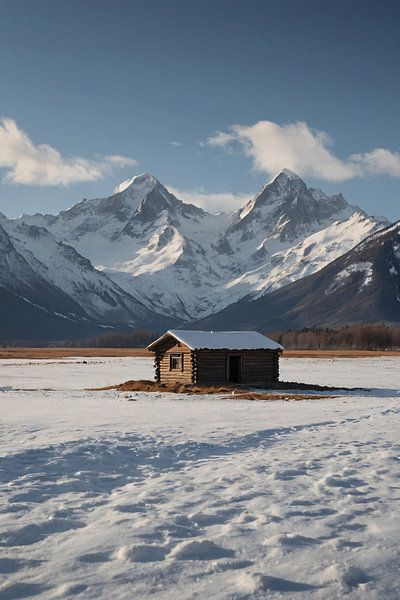 Solitaire Hut tegen Sneeuwbergen Panorama van Art & Soul Creations