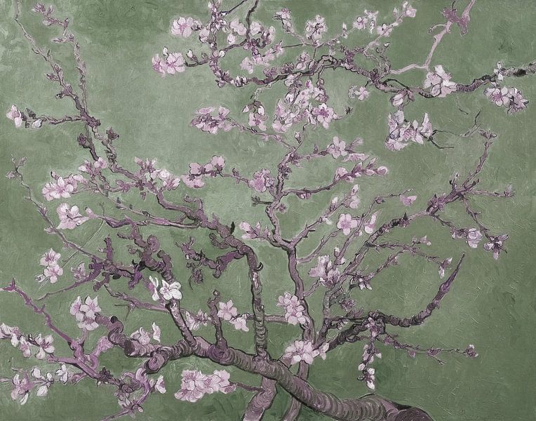 Almond Blossom by Vincent van Gogh in Olive Sprig by Gisela- Art for You