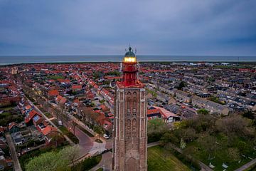 Drone opname vuurtoren ' t hoge licht Westkapelle van MSP Canvas