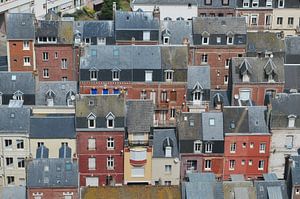 Toits de la ville française Le Treport sur Blond Beeld