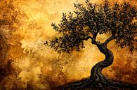 Elegant olive tree on golden background by Imperial Art House thumbnail