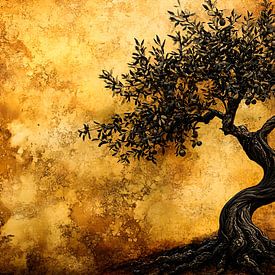 Elegant olive tree on golden background by Imperial Art House