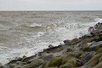 Golven slaan tegen de dijk