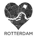 Liefde voor Rotterdam ZwartWit  |  Stadskaart in een hart van Wereldkaarten.Shop thumbnail