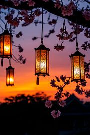 Schöne Laternen im Abendlicht von Poster Art Shop