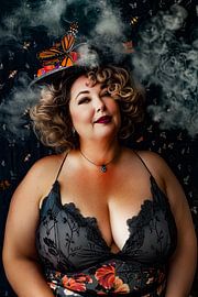 vrouw met vlinders van Egon Zitter