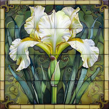 Lelieachtige bloem in Jugendstil stijl  van Vlindertuin-Art