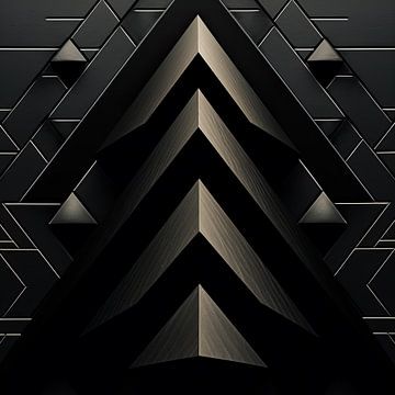 Ruimtelijk abstracte kunst driehoeken in zwart van Vlindertuin Art
