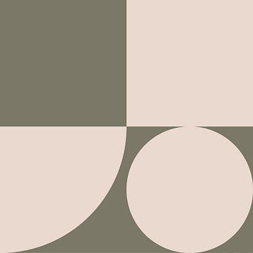 Moderne abstracte geometrische kunst in olijfgroen en gebroken wit nr. 6