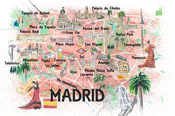 Madrid Spanien Illustrierter Stadtplan