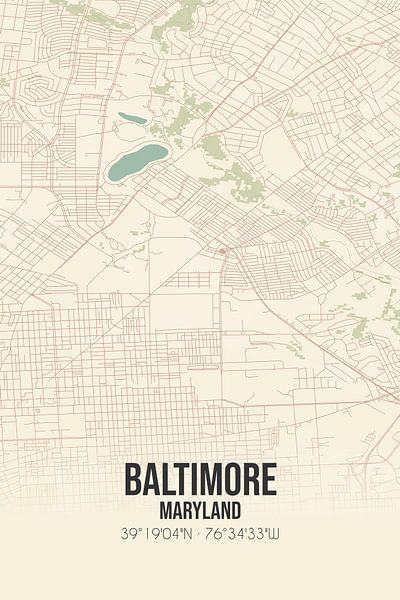 Alte Karte von Baltimore (Maryland), USA. von Ortsdrucke