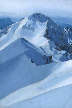 Peindre des sommets de montagne enneigés.