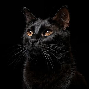 Portrait d'un chat noir sur TheXclusive Art