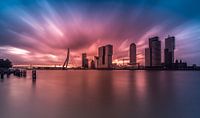 Explosiver Sonnenaufgang in Rotterdam von MS Fotografie | Marc van der Stelt Miniaturansicht