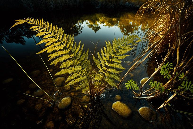 Golden ferns by Vythryd Arts
