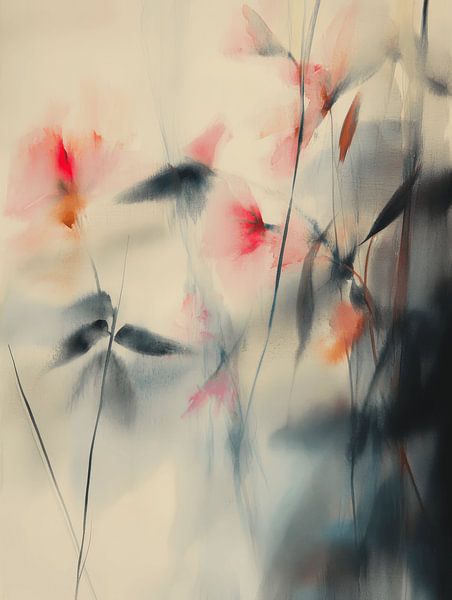 Flowers, Japanese watercolour by Japandi Art Studio