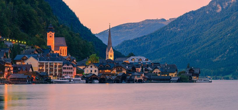 Zonsondergang Hallstatt, Oostenrijk van Henk Meijer Photography