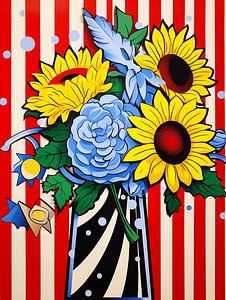 Blumenstrauß Vase Sonnenblumen elegant Stillleben ruhig entspannt