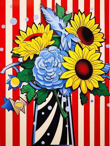 Bouquet of flowers vase sunflowers elegant still life calm relaxed