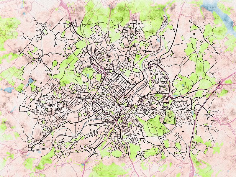Karte von Plauen im stil 'Soothing Spring' von Maporia