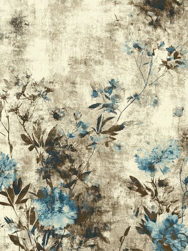 Blue Flowers in Mist