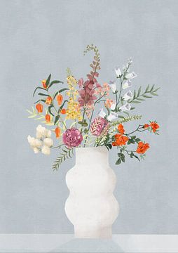 Blumen in Vase, blau von Goed Blauw