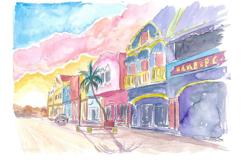 Kralendijk Bonaire Niederländische Karibik Farbenfrohe Straßenszenen von Markus Bleichner