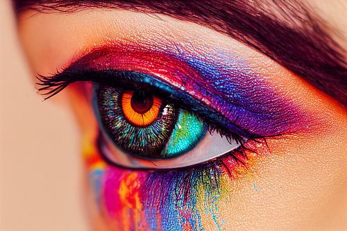 femme colorée maquillage des yeux, illustration d'art 03