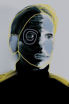 Porträt in Gelb und Blau von Carla Van Iersel