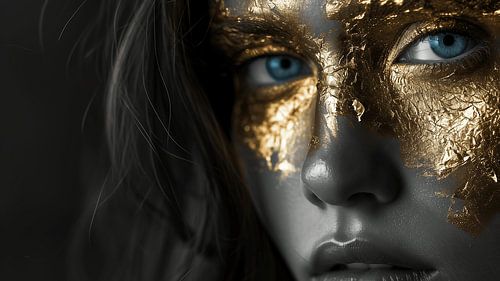 Gouden Reflecties: Een Monochroom Portret van Schitterende Zielen