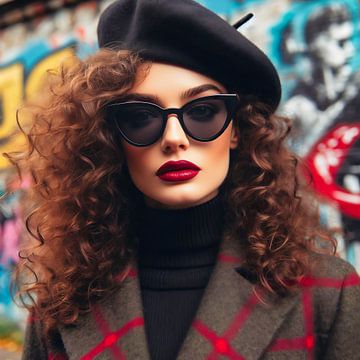 Femme avec lunettes et béret