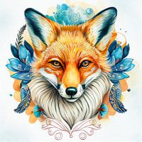 Watercolor Animal 04 Fox Portrait
