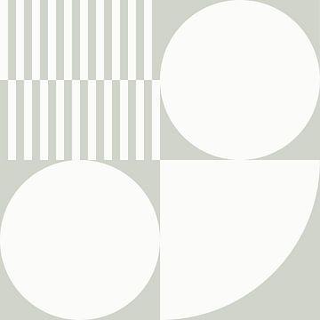 Moderne abstracte geometrische kunst in saliegroen en gebroken wit nr. 6 van Dina Dankers
