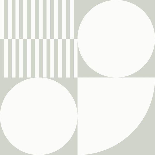 Modern abstract geometric art in sage green and off white no. 6 by Dina Dankers