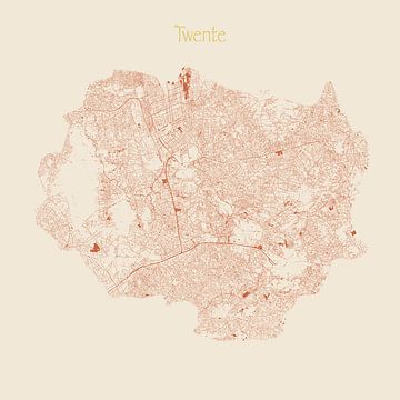 Water chart of Twente in terracotta style by Maps Are Art