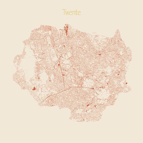 Waterkaart van Twente in Terracotta stijl