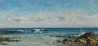 Carlos de Haes-Tranquil blue seascape, Antique landschap van finemasterpiece thumbnail