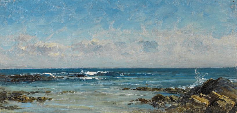 Carlos de Haes-Tranquil blaue Meereslandschaft, Antike Landschaft von finemasterpiece