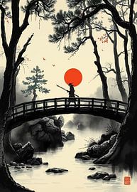 Ronin Samurai - Traditional Ink Style Japanese Scenic Art